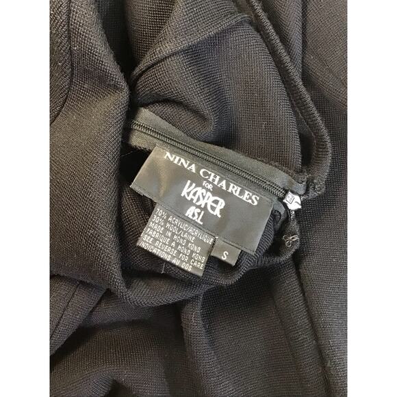 Kasper ASL x Nina Charles Knit long/SL Maxi Dress Sz. Sm Black Bejeweled Bodice - Picture 9 of 10